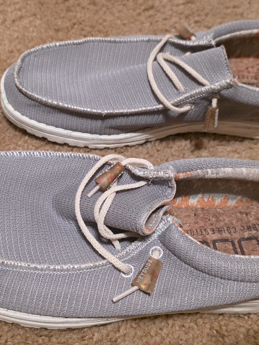Men's Grey Slip-On Canvas Loafers with Elastic Laces